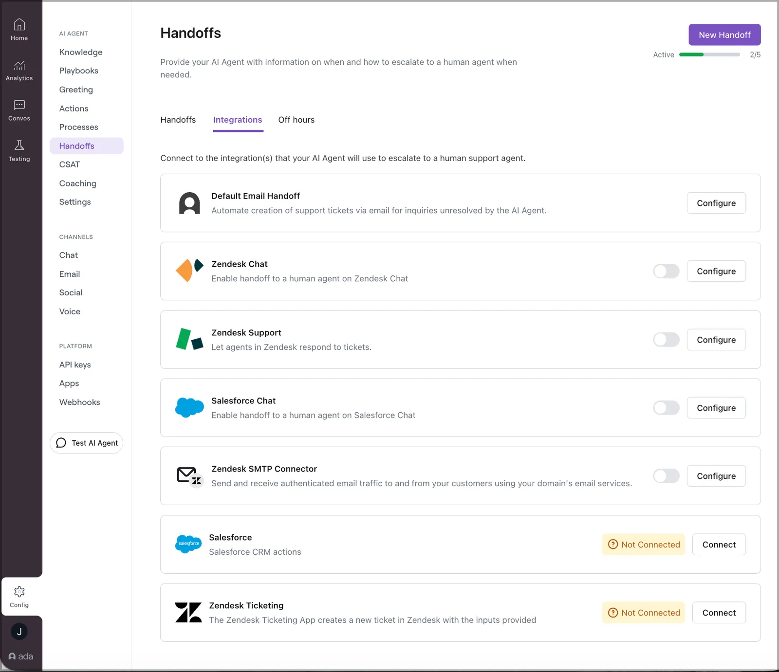 Handoff integrations