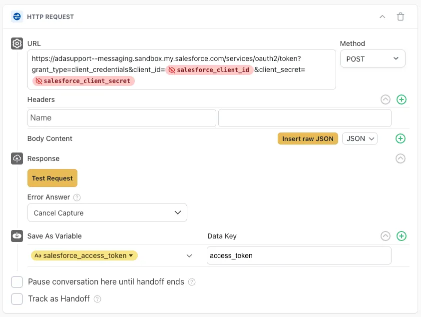 HTTP Request Block Setup