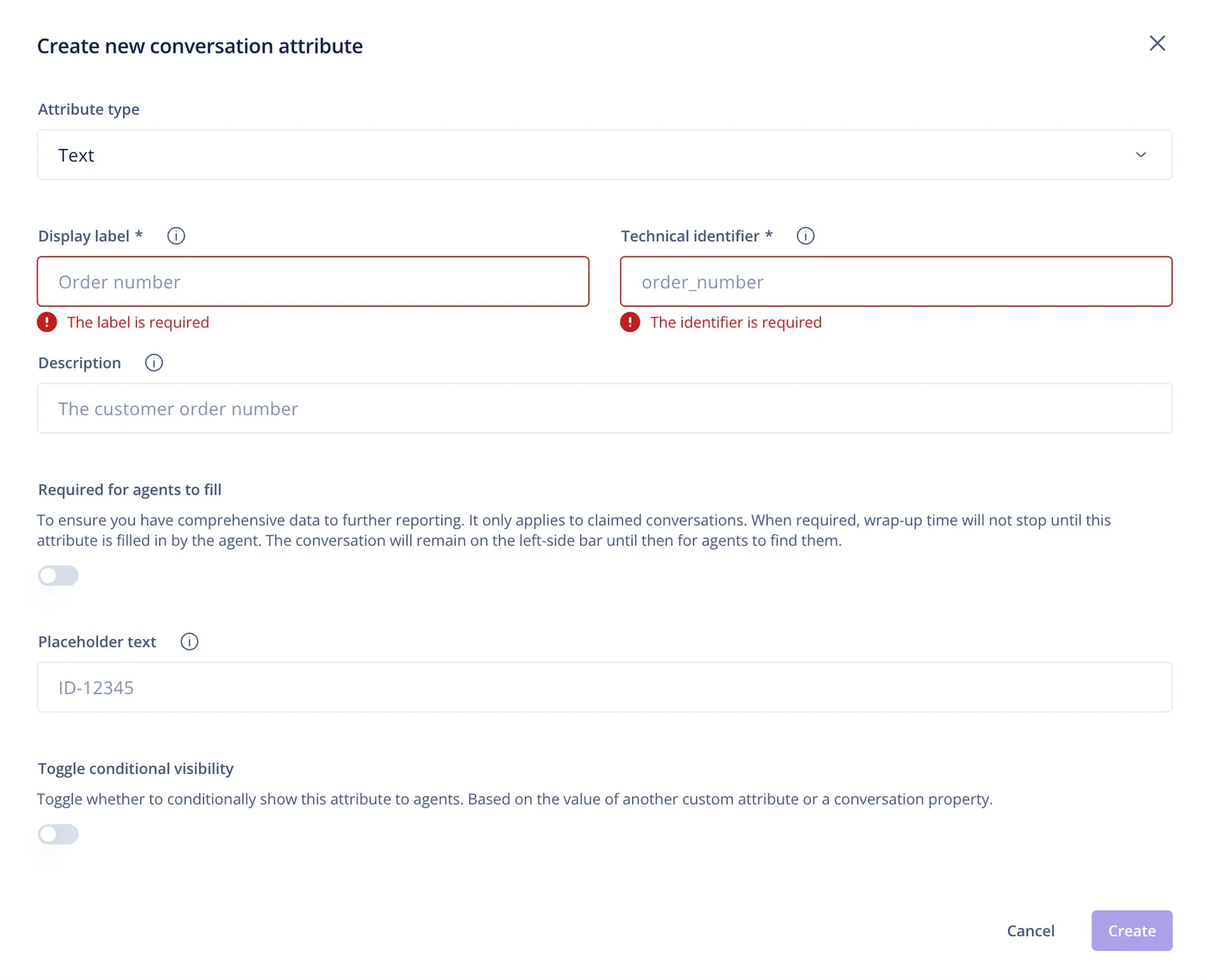 Creating a Text type custom attribute in Dixa