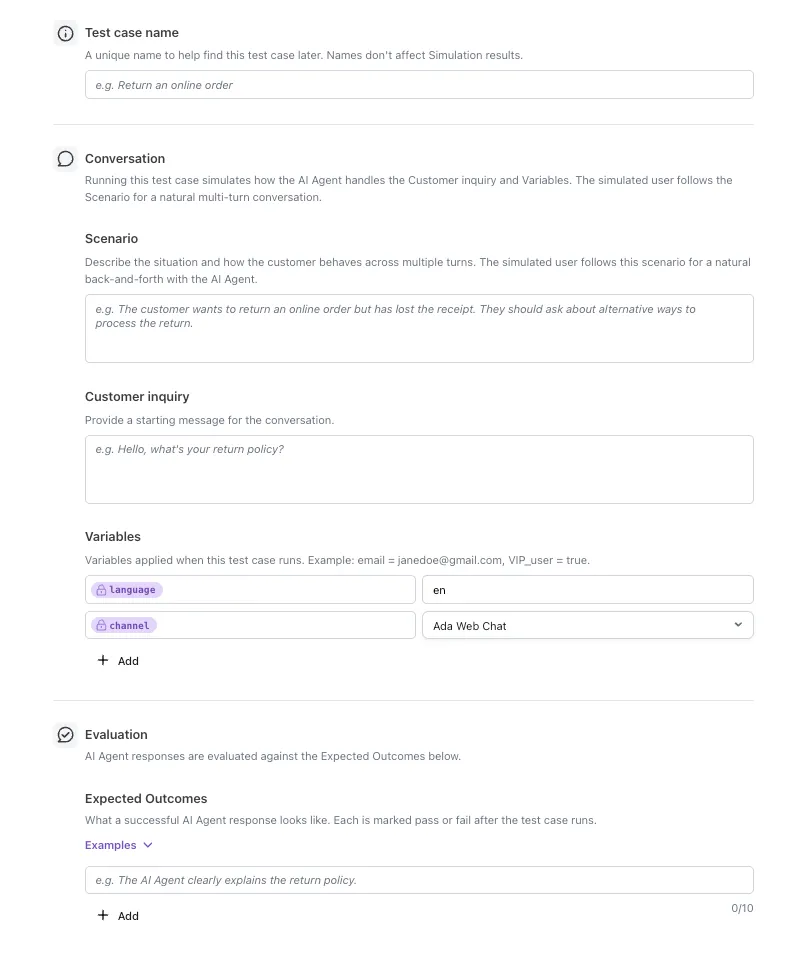 Creating test cases