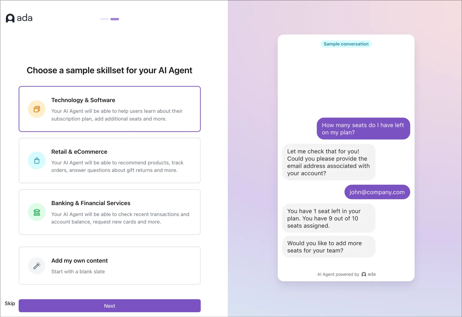 Choose your AI Agent's skillset