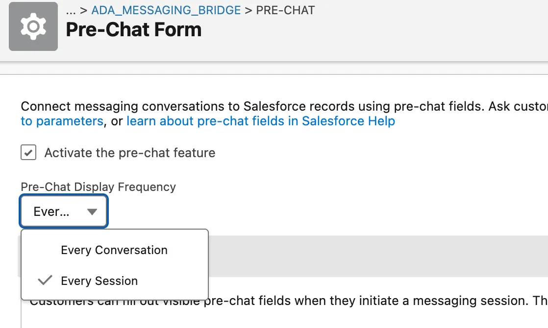 Pre-chat fields configuration