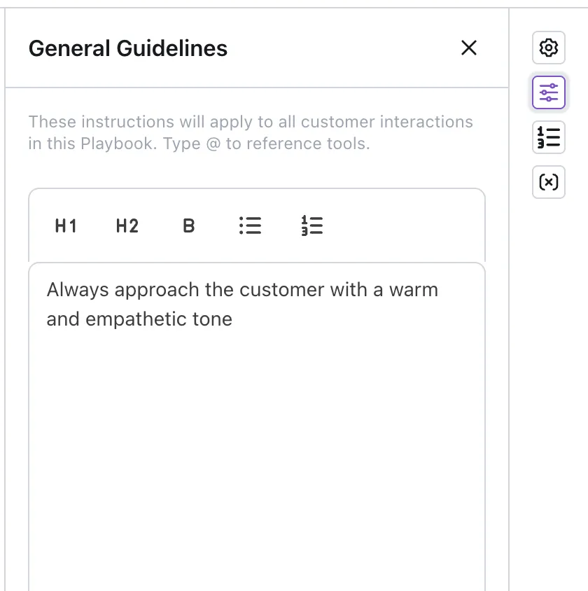 General Guidelines pane