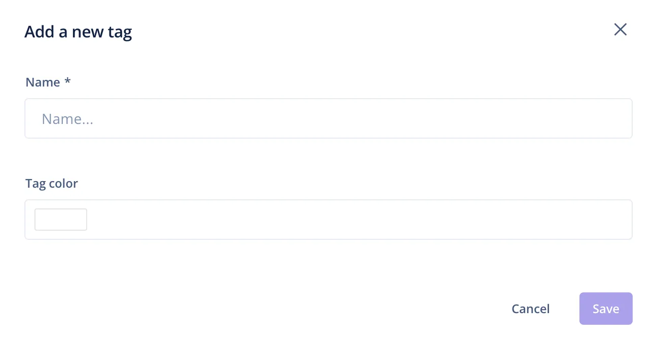 The Add a new tag dialog in Dixa